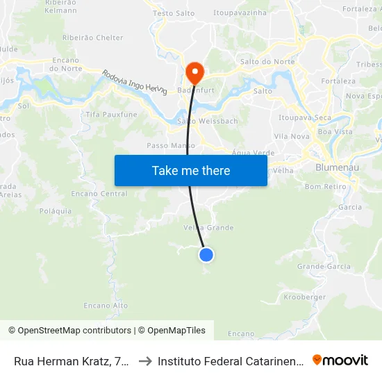 Rua Herman Kratz, 729 to Instituto Federal Catarinense map