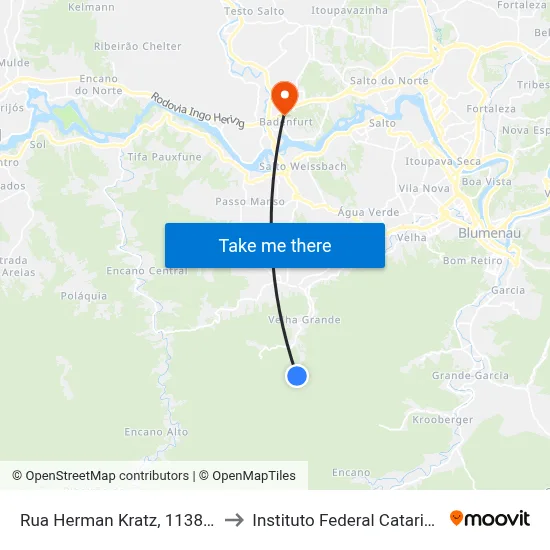 Rua Herman Kratz, 1138-1326 to Instituto Federal Catarinense map