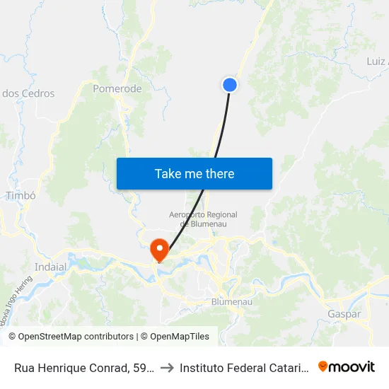 Rua Henrique Conrad, 595-739 to Instituto Federal Catarinense map