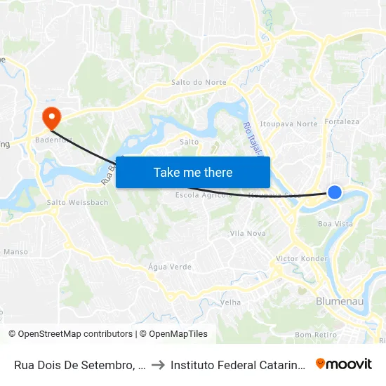 Rua Dois De Setembro, 627 to Instituto Federal Catarinense map