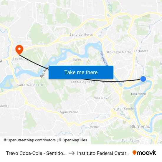 Trevo Coca-Cola - Sentido Centro to Instituto Federal Catarinense map