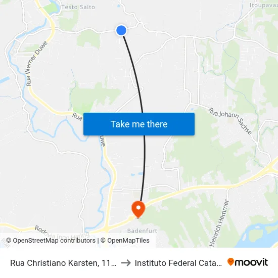 Rua Christiano Karsten, 1131-1167 to Instituto Federal Catarinense map