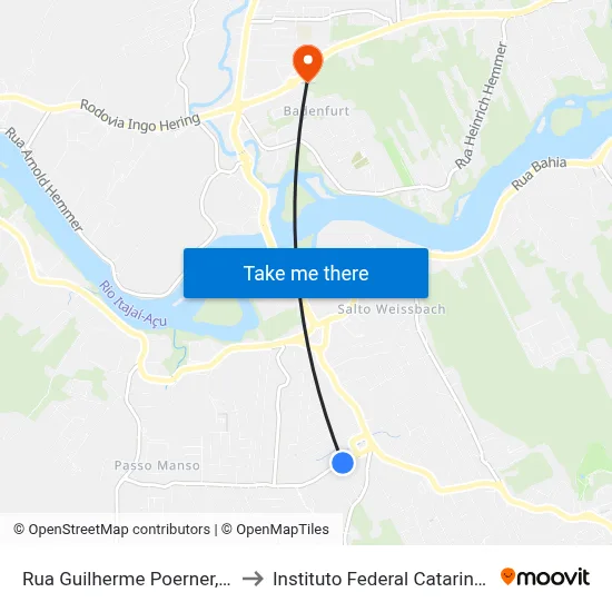 Rua Guilherme Poerner, 221 to Instituto Federal Catarinense map