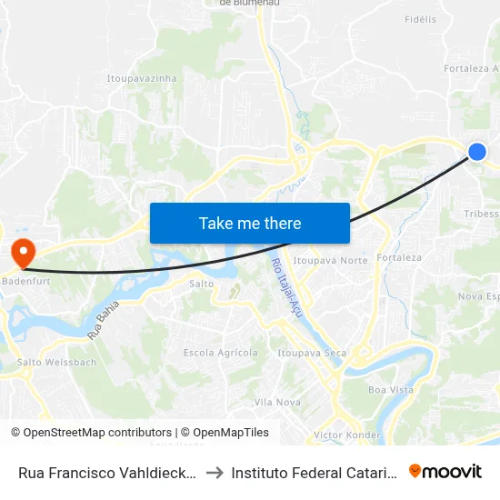 Rua Francisco Vahldieck, 3635 to Instituto Federal Catarinense map