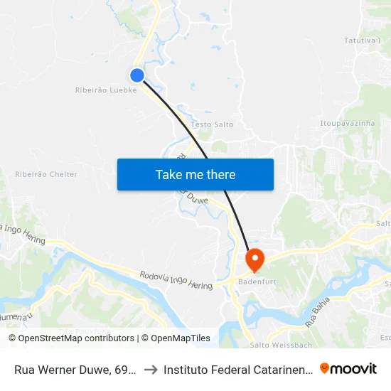 Rua Werner Duwe, 6916 to Instituto Federal Catarinense map