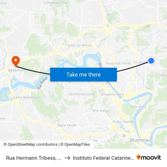Rua Hermann Tribess, 295 to Instituto Federal Catarinense map