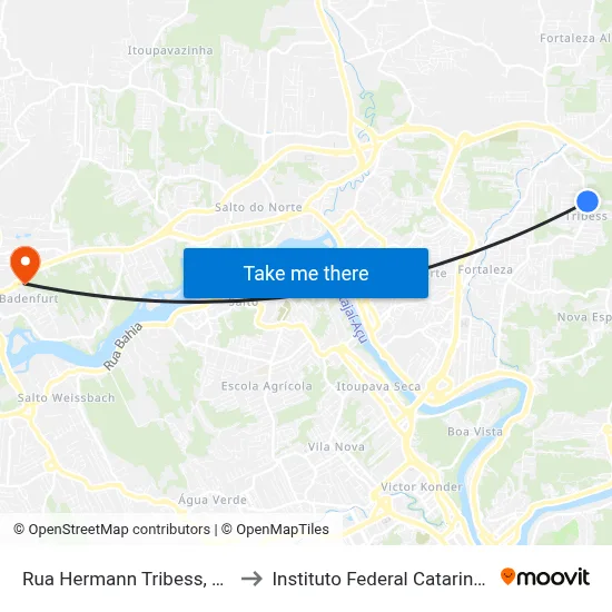 Rua Hermann Tribess, 2015 to Instituto Federal Catarinense map