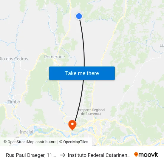 Rua Paul Draeger, 1111 to Instituto Federal Catarinense map