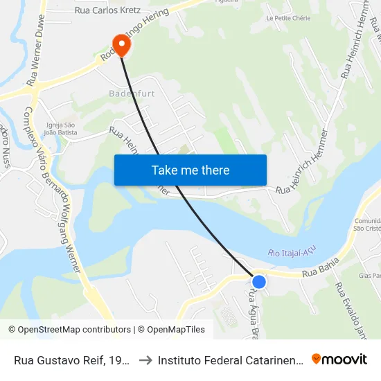 Rua Gustavo Reif, 1940 to Instituto Federal Catarinense map