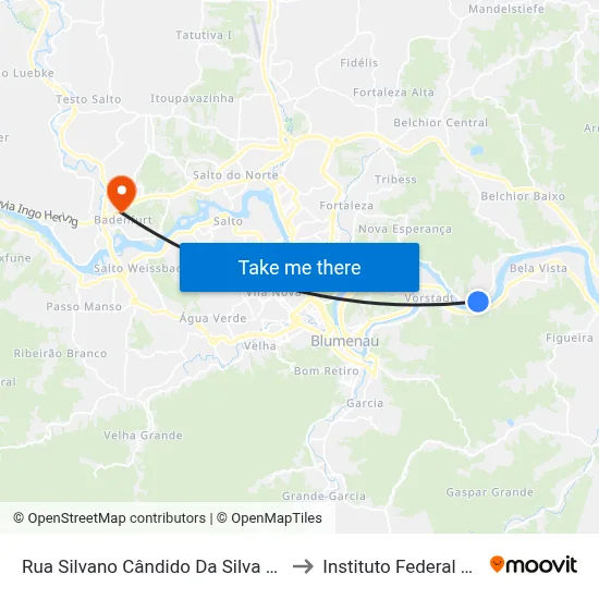 Rua Silvano Cândido Da Silva Sênior, 1758-1837 to Instituto Federal Catarinense map