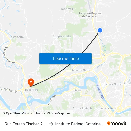 Rua Teresa Fischer, 2-44 to Instituto Federal Catarinense map