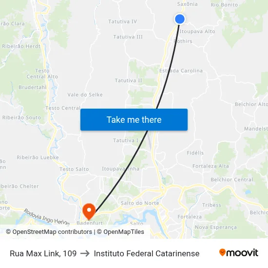 Rua Max Link, 109 to Instituto Federal Catarinense map