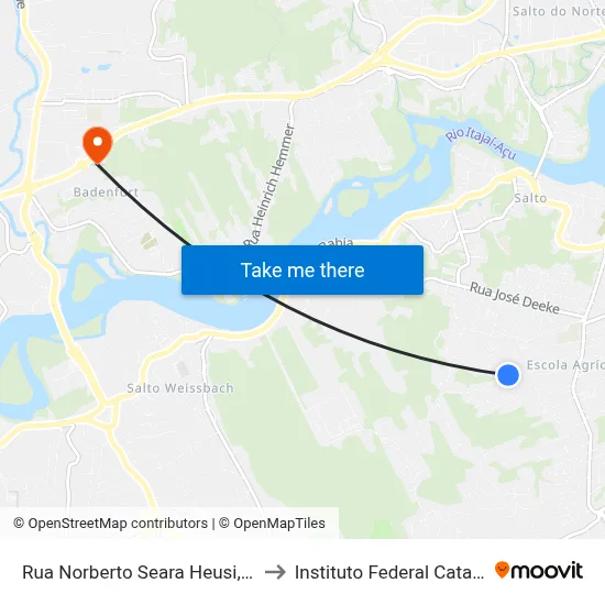 Rua Norberto Seara Heusi, 761-855 to Instituto Federal Catarinense map