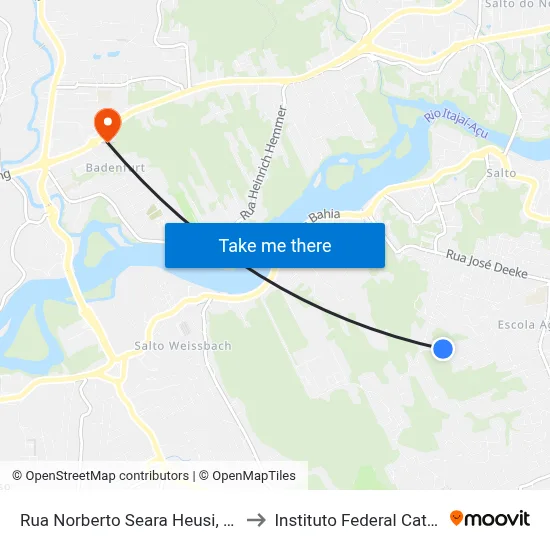 Rua Norberto Seara Heusi, 1186-1208 to Instituto Federal Catarinense map