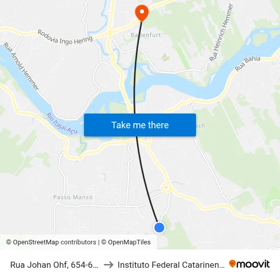 Rua Johan Ohf, 654-684 to Instituto Federal Catarinense map
