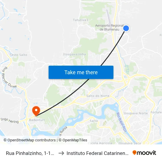 Rua Pinhalzinho, 1-127 to Instituto Federal Catarinense map