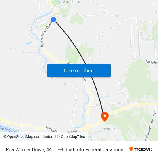 Rua Werner Duwe, 4435 to Instituto Federal Catarinense map