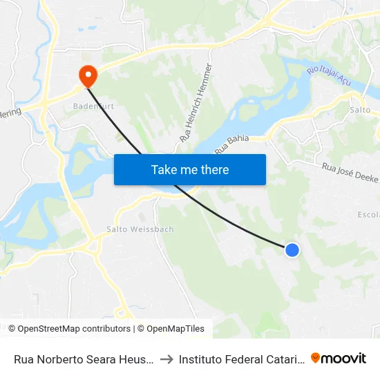 Rua Norberto Seara Heusi, 1750 to Instituto Federal Catarinense map