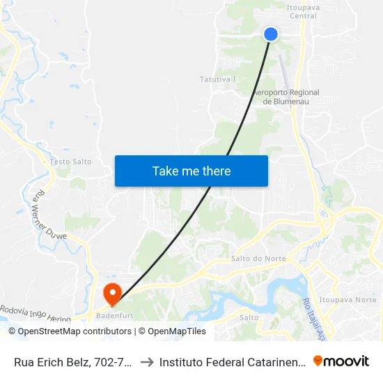 Rua Erich Belz, 702-724 to Instituto Federal Catarinense map