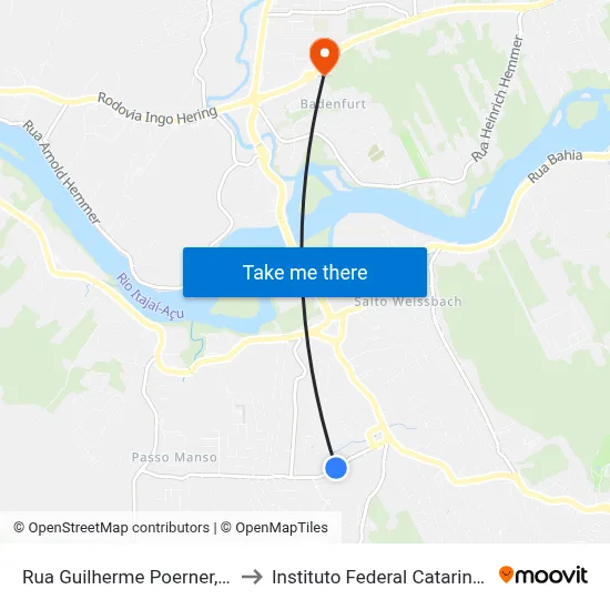 Rua Guilherme Poerner, 440 to Instituto Federal Catarinense map