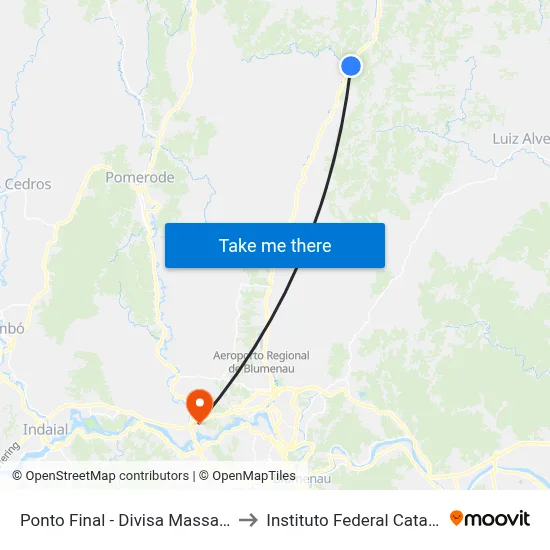 Ponto Final - Divisa Massaranduba to Instituto Federal Catarinense map