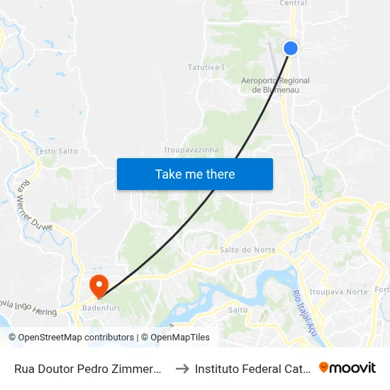 Rua Doutor Pedro Zimmermann, 5561 to Instituto Federal Catarinense map