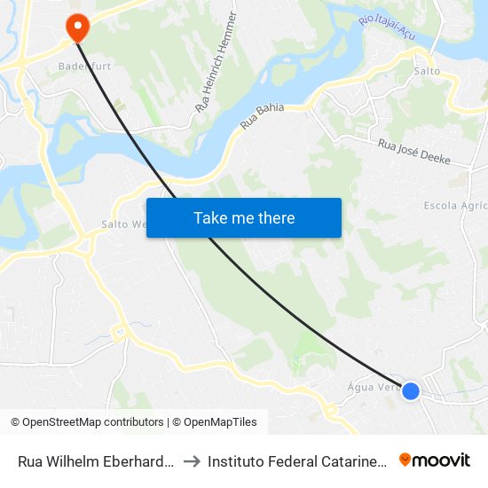 Rua Wilhelm Eberhardt, 8 to Instituto Federal Catarinense map