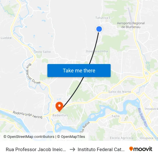 Rua Professor Jacob Ineichen, 2247 to Instituto Federal Catarinense map