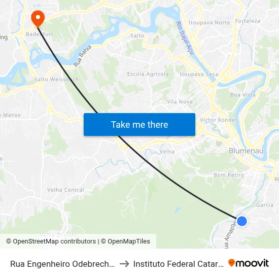 Rua Engenheiro Odebrecht, 2-136 to Instituto Federal Catarinense map