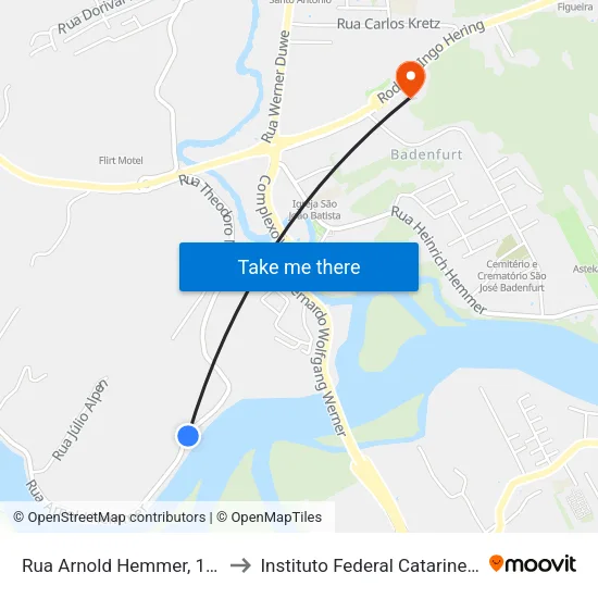 Rua Arnold Hemmer, 1194 to Instituto Federal Catarinense map