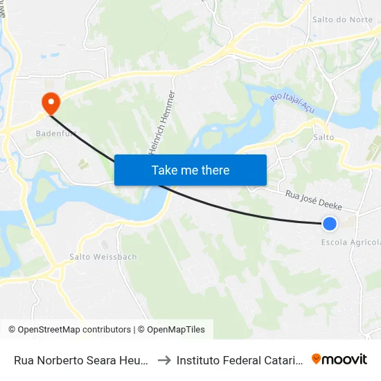 Rua Norberto Seara Heusi, 274 to Instituto Federal Catarinense map