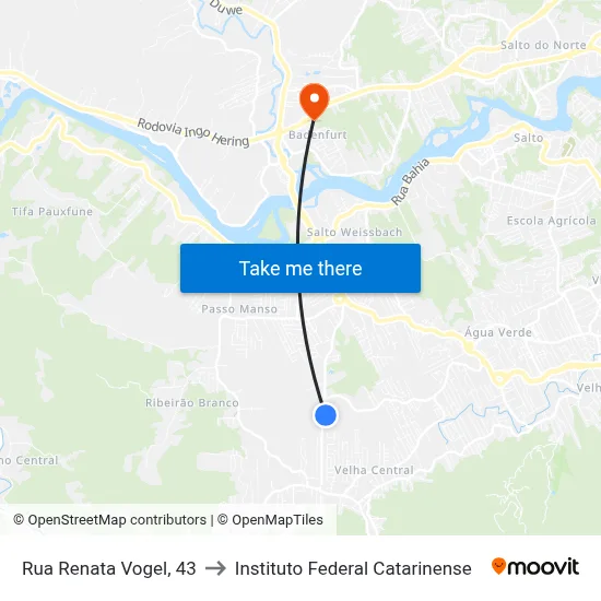 Rua Renata Vogel, 43 to Instituto Federal Catarinense map