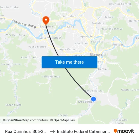 Rua Ourinhos, 306-314 to Instituto Federal Catarinense map