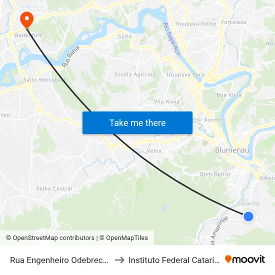 Rua Engenheiro Odebrecht, 827 to Instituto Federal Catarinense map