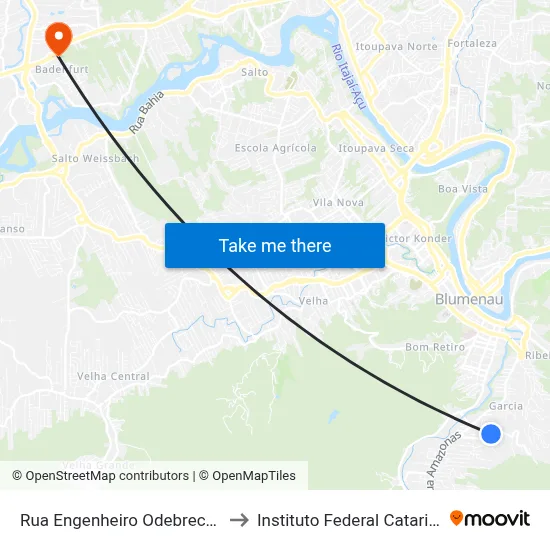Rua Engenheiro Odebrecht, 635 to Instituto Federal Catarinense map