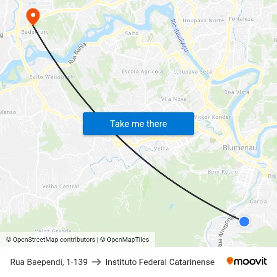 Rua Baependi, 1-139 to Instituto Federal Catarinense map