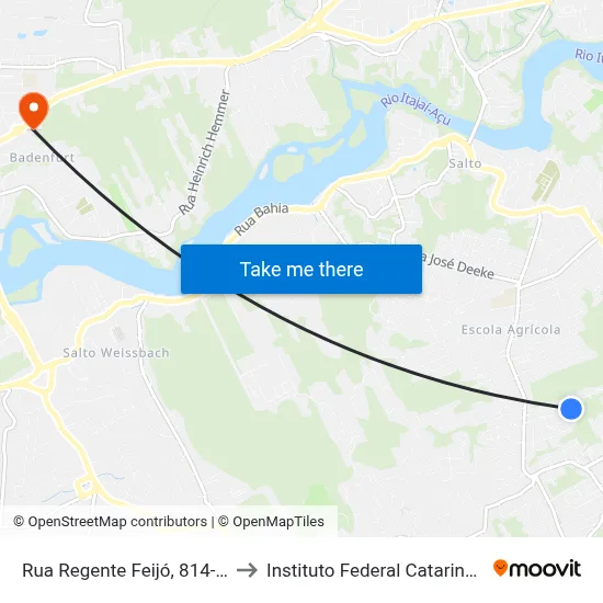 Rua Regente Feijó, 814-980 to Instituto Federal Catarinense map