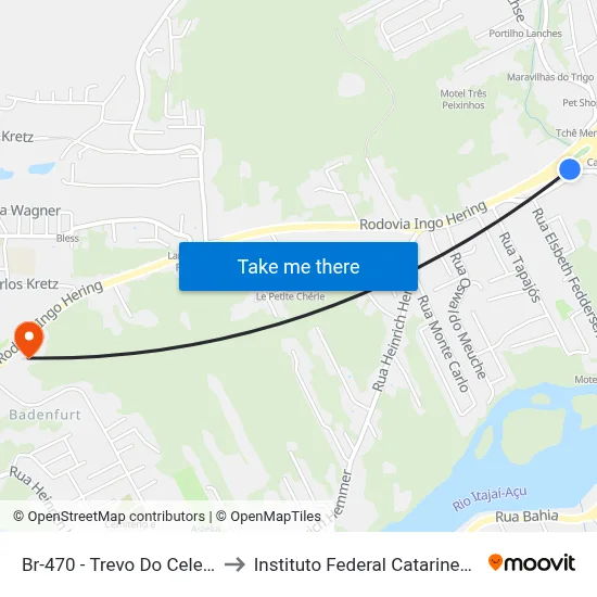 Br-470 - Trevo Do Celeiro to Instituto Federal Catarinense map