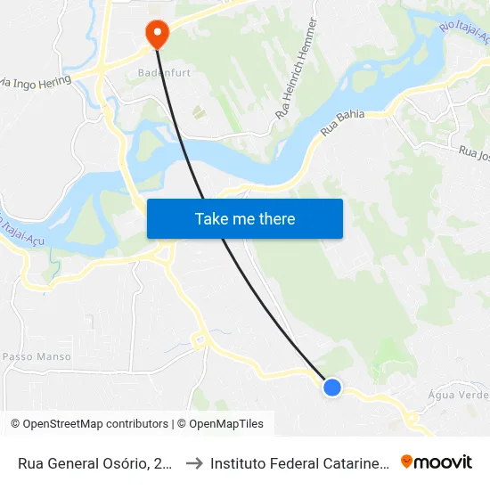 Rua General Osório, 2607 to Instituto Federal Catarinense map