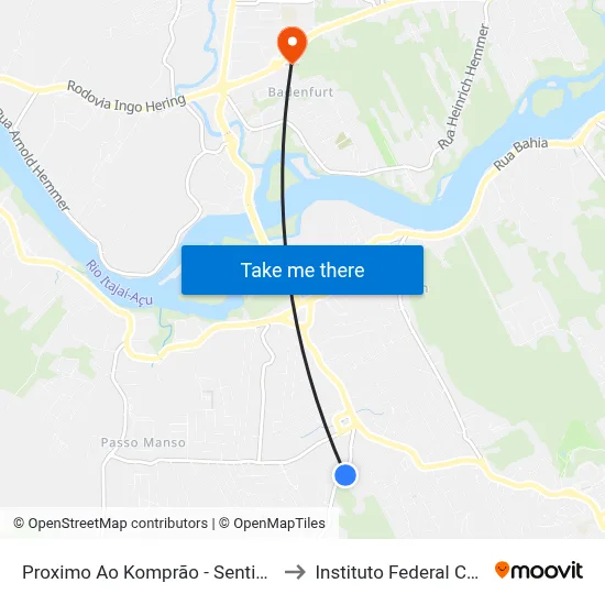 Proximo Ao Komprão - Sentido Água Verde to Instituto Federal Catarinense map