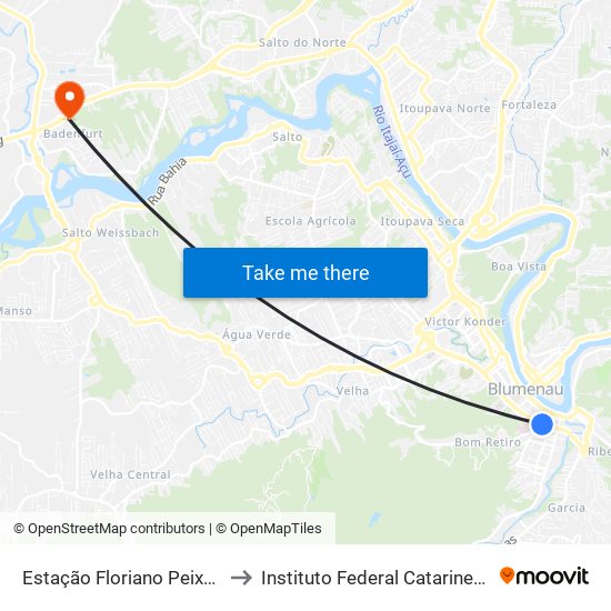 Estação Floriano Peixoto to Instituto Federal Catarinense map