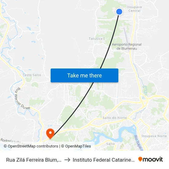 Rua Zilá Ferreira Blum, 58 to Instituto Federal Catarinense map