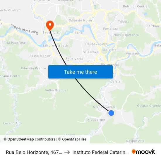 Rua Belo Horizonte, 467-483 to Instituto Federal Catarinense map