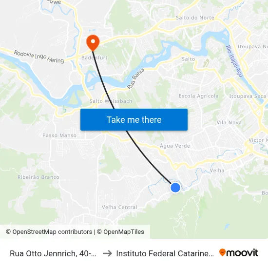 Rua Otto Jennrich, 40-124 to Instituto Federal Catarinense map