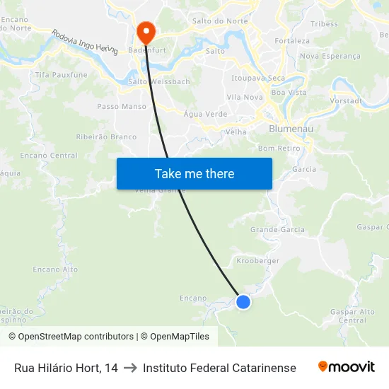 Rua Hilário Hort, 14 to Instituto Federal Catarinense map