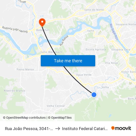 Rua João Pessoa, 3041-3055 to Instituto Federal Catarinense map