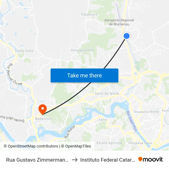 Rua Gustavo Zimmermann, 1096 to Instituto Federal Catarinense map