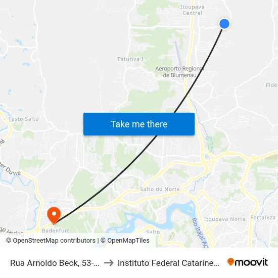 Rua Arnoldo Beck, 53-87 to Instituto Federal Catarinense map