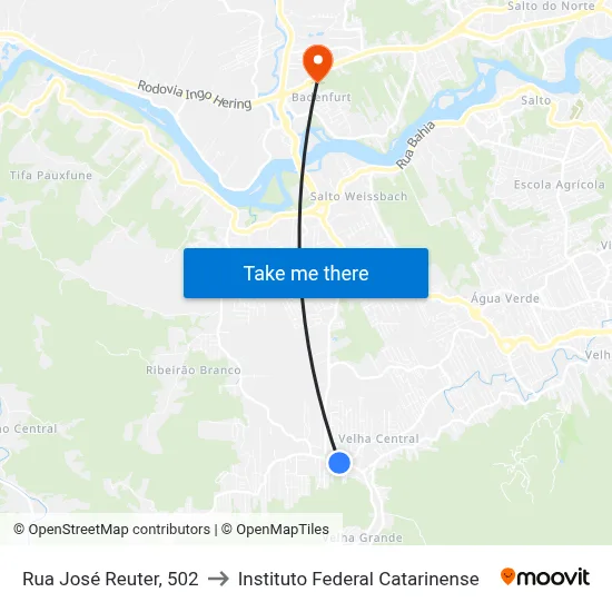 Rua José Reuter, 502 to Instituto Federal Catarinense map
