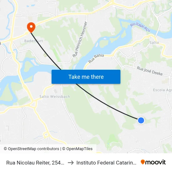 Rua Nicolau Reiter, 254-358 to Instituto Federal Catarinense map